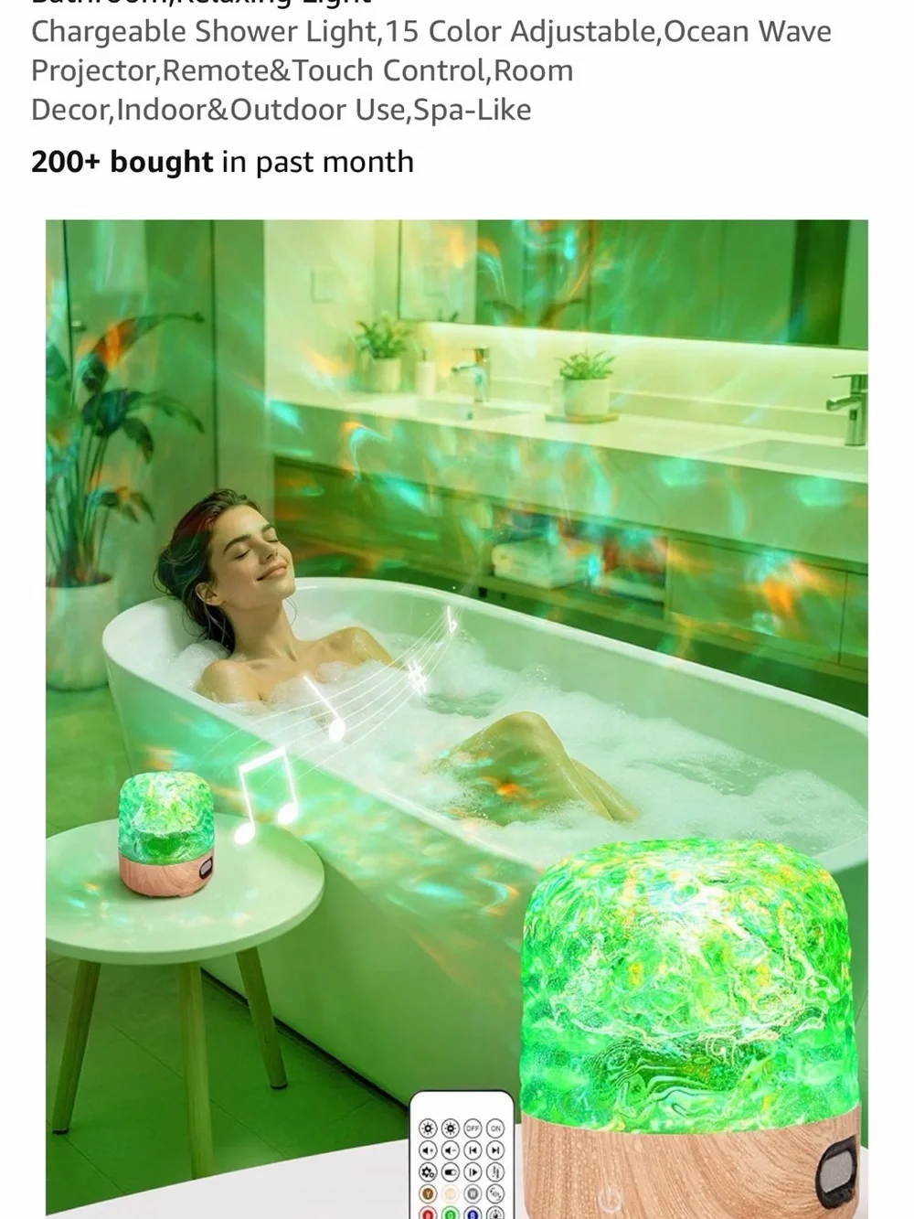 Color-Changing Ocean Wave Aroma Diffuser & Shower Light - Green